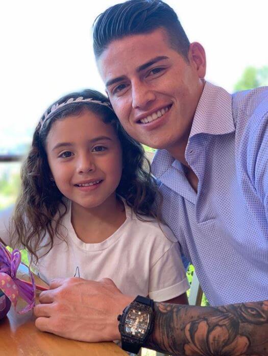 Salome Rodriguez Ospina with her father, James Rodriguez.